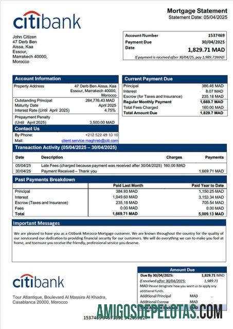 Premium Maroko Citibank Maroko Hipotik laporan Word and PDF templat