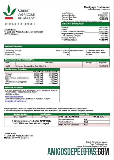 Premium Maroko Cre╠üdit Agricole du Maroc Hipotik laporan Word and PDF templat