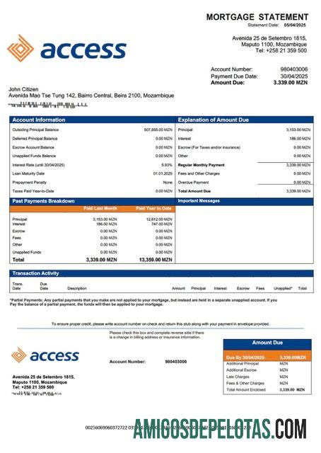 Realistis Mozambik Access bank Mozambik┬áHipotik laporan Word and PDF templat