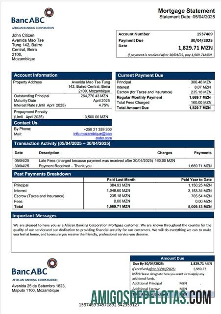Berkualitas Mozambik African Banking Corporation Hipotik laporan Word and PDF templat