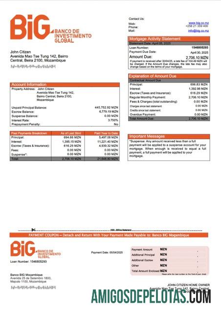 Premium Mozambik Banco BIG Moc╠ºambique┬áHipotik laporan Word and PDF templat