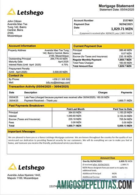 Profesional Mozambik Banco Letshego┬áHipotik laporan Word and PDF templat
