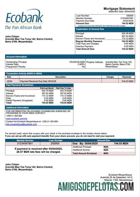 Profesional Mozambik Ecobank Moc╠ºambique┬áHipotik laporan Word and PDF templat