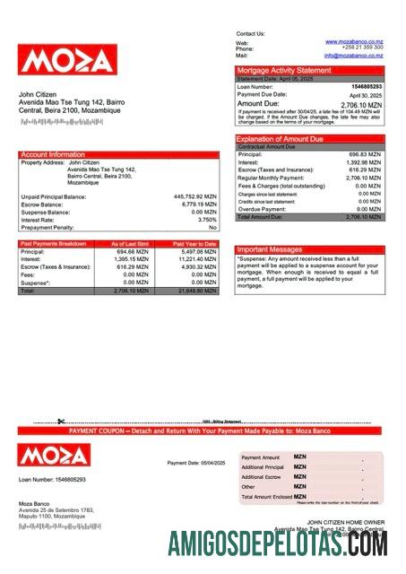 Premium Mozambik Moza Banco┬áHipotik laporan Word and PDF templat