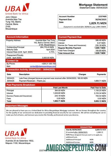 Dapat Diedit Mozambik United bank for Africa Moc╠ºambique┬áHipotik laporan Word and PDF templat