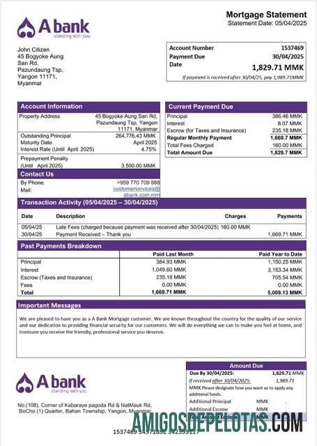 Premium Myanmar A bank Hipotik laporan Word and PDF templat