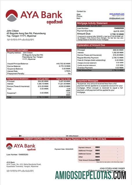 Profesional Myanmar AYA bank Hipotik laporan Word and PDF templat