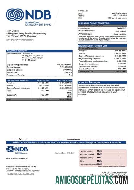 Dapat Diedit Myanmar Naypyitaw Development bank (NDB) Hipotik laporan Word and PDF templat