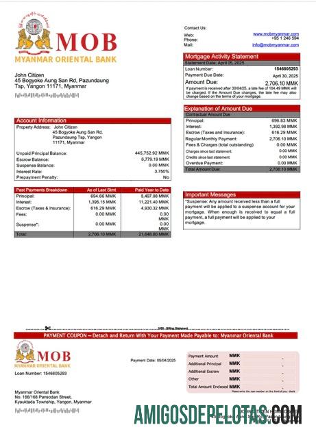 Premium Myanmar Oriental bank Hipotik laporan Word and PDF templat