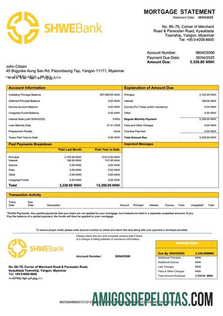 Premium Myanmar Shwe bank Hipotik laporan Word and PDF templat