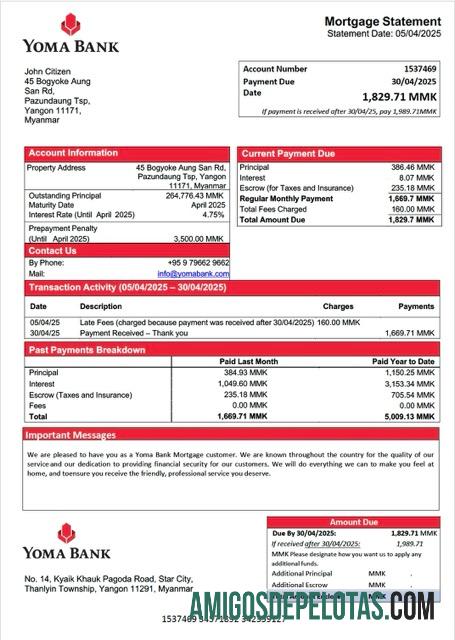 Premium Myanmar Yoma bank Hipotik laporan Word and PDF templat