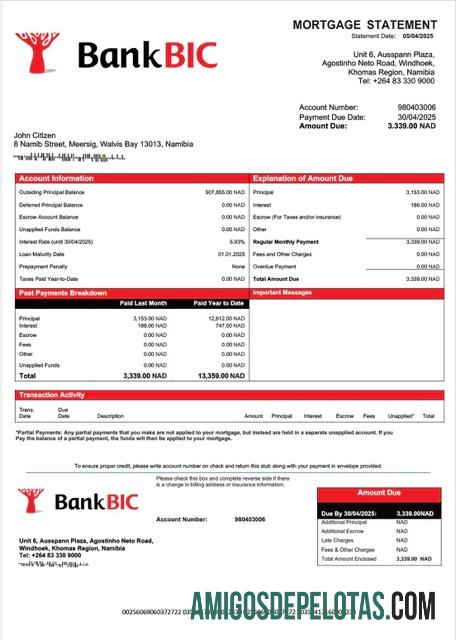 Premium Namibia bank BIC Namibia Hipotik laporan Word and PDF templat