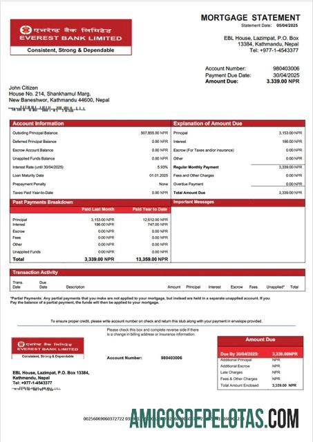Realistis Nepal Everest bank Hipotik laporan Word and PDF templat
