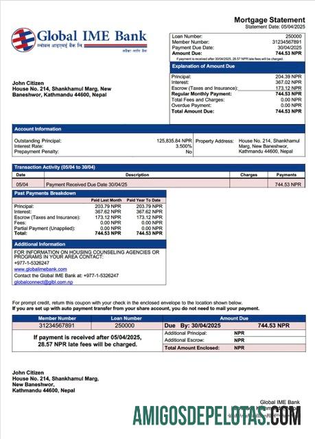 Profesional Nepal Global IME bank Hipotik laporan Word and PDF templat