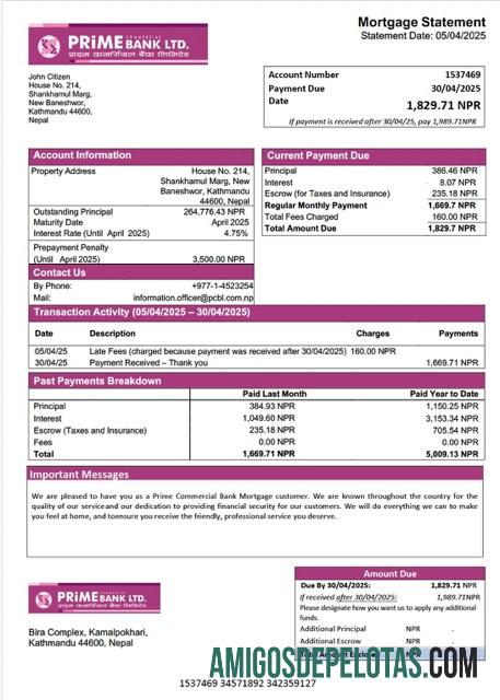Profesional Nepal Prime komersial bank Hipotik laporan Word and PDF templat