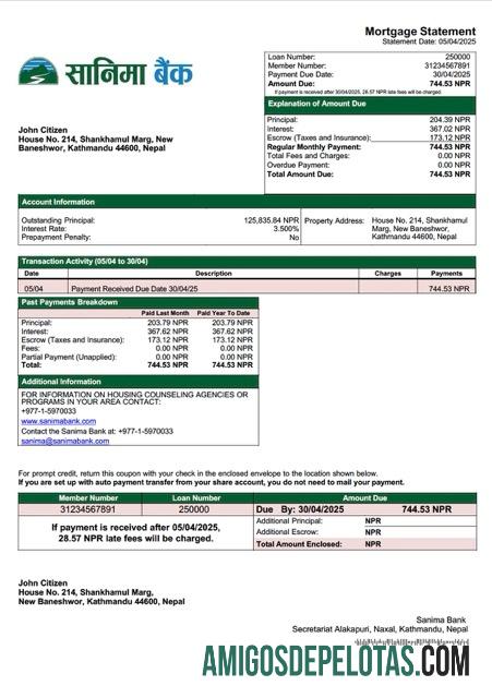 Dapat Diedit Nepal Sanima bank Hipotik laporan Word and PDF templat
