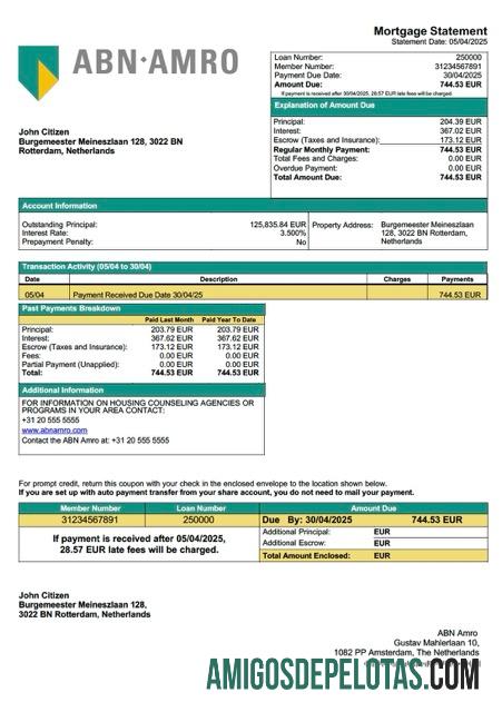 Berkualitas Belanda ABN Amro Hipotik laporan Word and PDF templat
