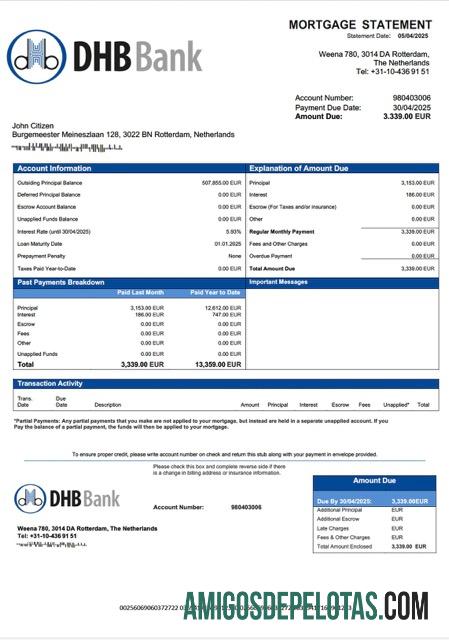 Realistis Belanda DHB bank Hipotik laporan Word and PDF templat
