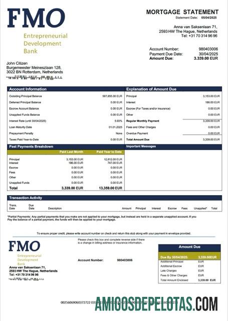 Berkualitas Belanda FMO bank Hipotik laporan Word and PDF templat