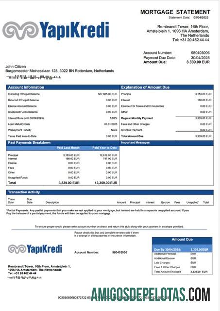 Profesional Belanda Yapi Kredi bank Nederland Hipotik laporan Word and PDF templat