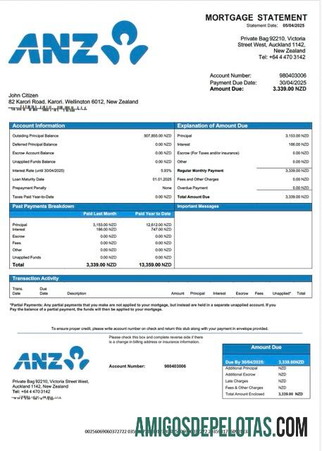 Dapat Diedit Selandia Baru ANZ bank Hipotik laporan Word and PDF templat