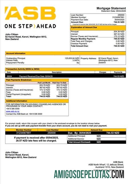 Realistis Selandia Baru ASB bank Hipotik laporan Word and PDF templat