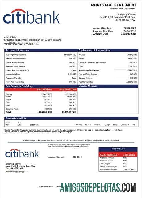 Premium Selandia Baru Citibank Selandia Baru Hipotik laporan Word and PDF templat