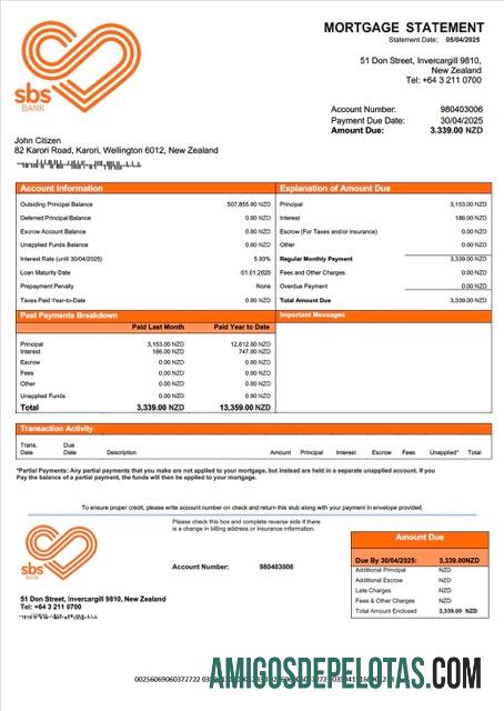 Realistis Selandia Baru SBS bank Hipotik laporan Word and PDF templat