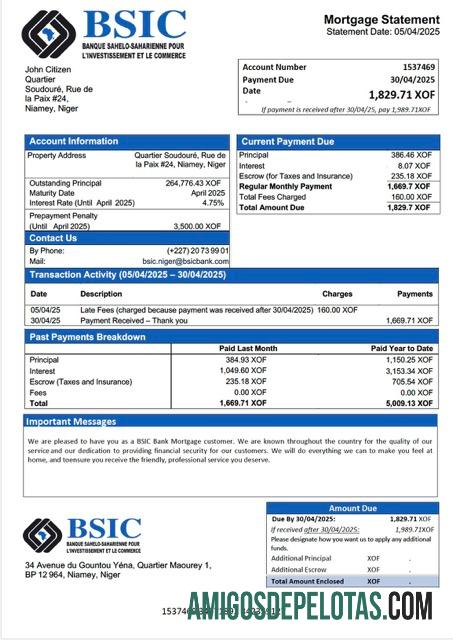 Realistis Niger BSIC bank Hipotik laporan Word and PDF templat