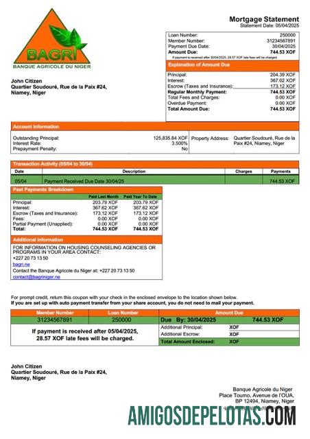 Profesional Niger Banque Agricole du Niger Hipotik laporan Word and PDF templat