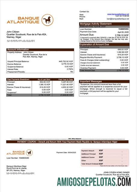Profesional Niger Banque Atlantique Niger Hipotik laporan Word and PDF templat