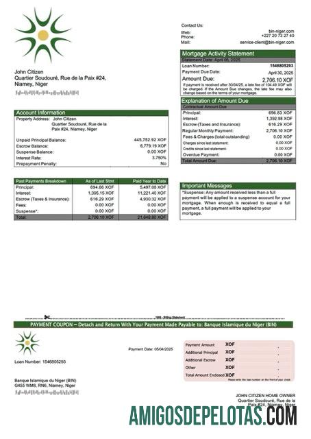 Premium Niger Banque Islamique du Niger (BIN) Hipotik laporan Word and PDF templat