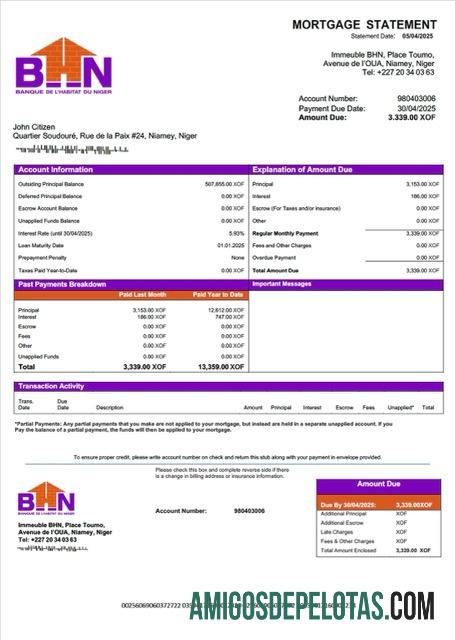 Dapat Diedit Niger Banque de l'Habitat du Niger (BHN) Hipotik laporan Word and PDF templat