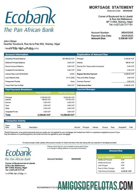 Realistis Niger Ecobank Hipotik laporan Word and PDF templat