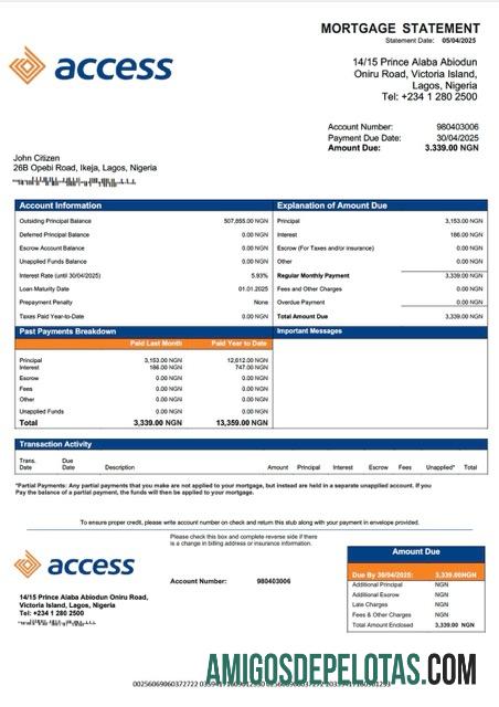 Berkualitas Nigeria Access bank Hipotik laporan Word and PDF templat