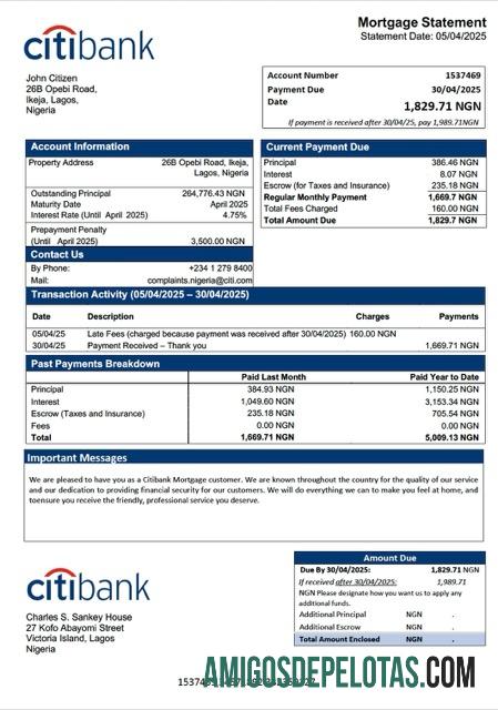 Berkualitas Nigeria Citibank Hipotik laporan Word and PDF templat