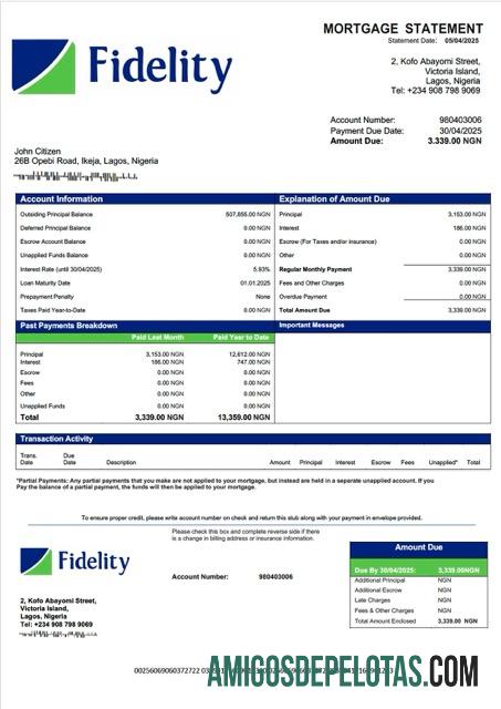 Dapat Diedit Nigeria Fidelity bank Hipotik laporan Word and PDF templat