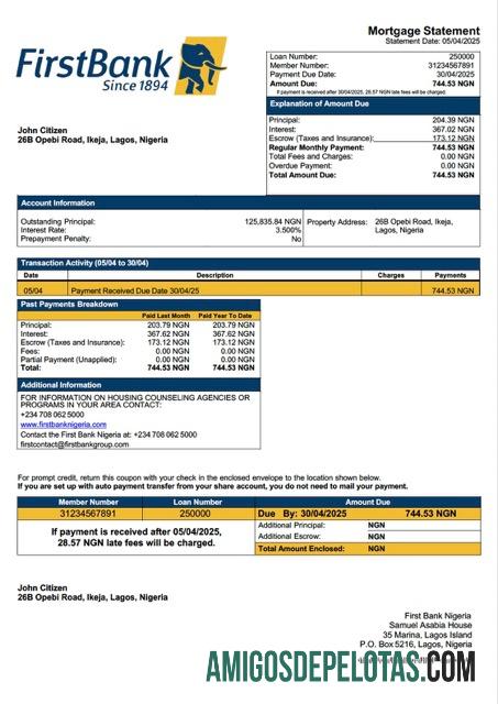 Dapat Diedit Nigeria First bank Nigeria Hipotik laporan Word and PDF templat