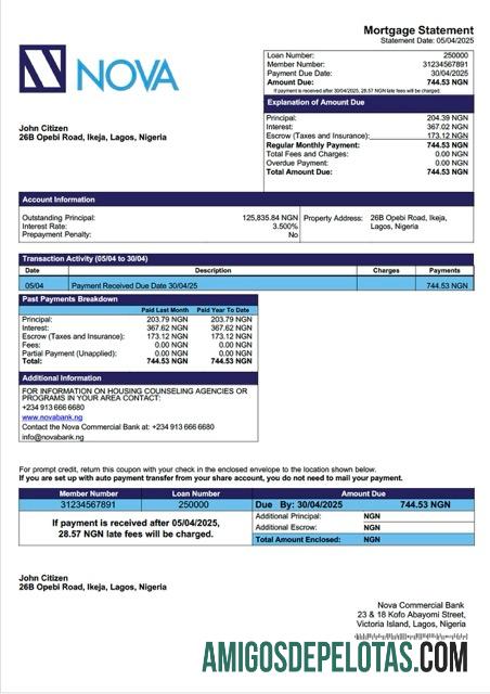 Profesional Nigeria Nova komersial bank Hipotik laporan Word and PDF templat
