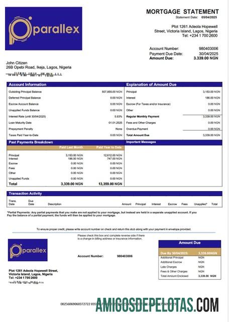 Premium Nigeria Parallex bank Hipotik laporan Word and PDF templat