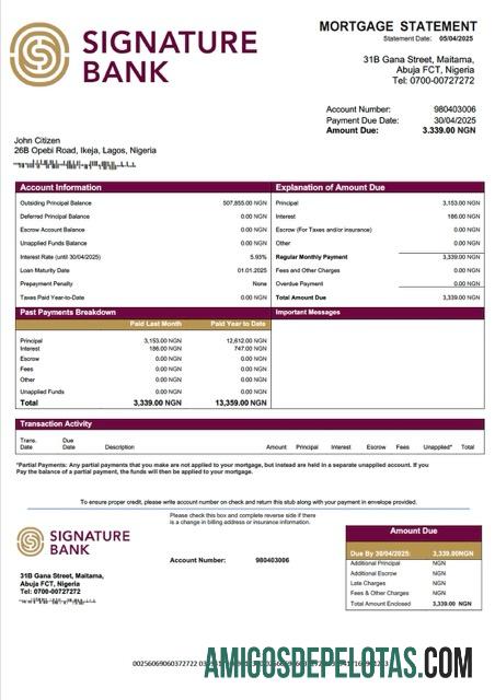 Profesional Nigeria Tanda Tangan bank Hipotik laporan Word and PDF templat