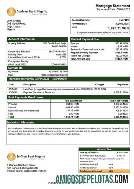 Profesional Nigeria SunTrust bank Hipotik laporan Word and PDF templat