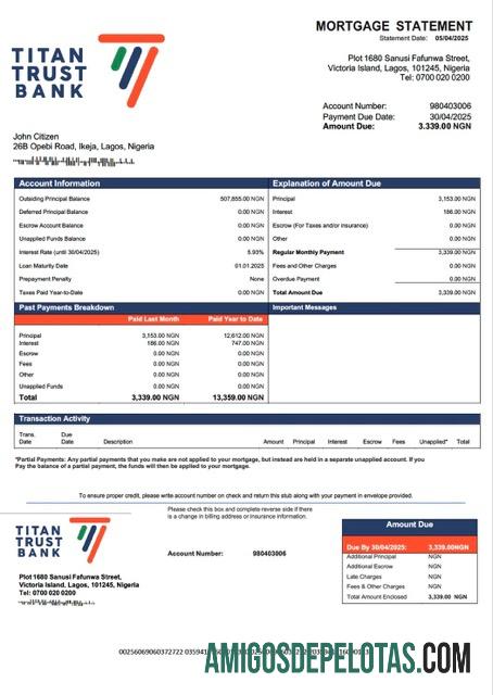 Premium Nigeria Titan Trust bank Hipotik laporan Word and PDF templat