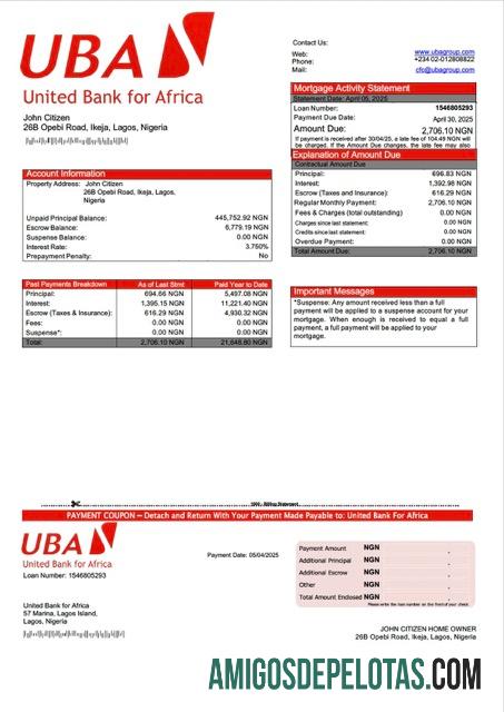 Premium Nigeria United bank for Africa Hipotik laporan Word and PDF templat