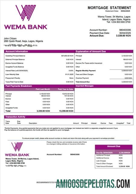 Berkualitas Nigeria Wema bank Hipotik laporan Word and PDF templat