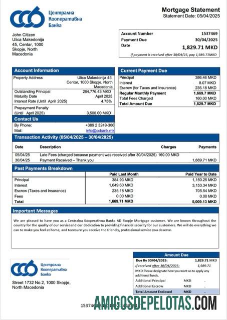 Premium Makedonia Utara Centralna Kooperativna Banka AD Skopje Hipotik laporan Word and PDF templat