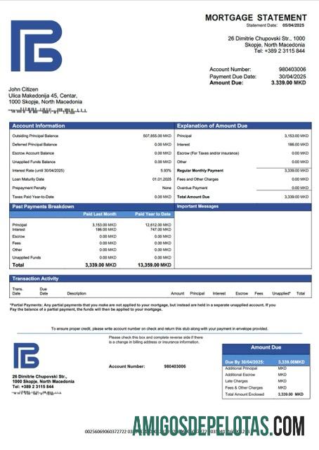 Premium Makedonia Utara Development bank of Makedonia Utara Hipotik laporan Word and PDF templat
