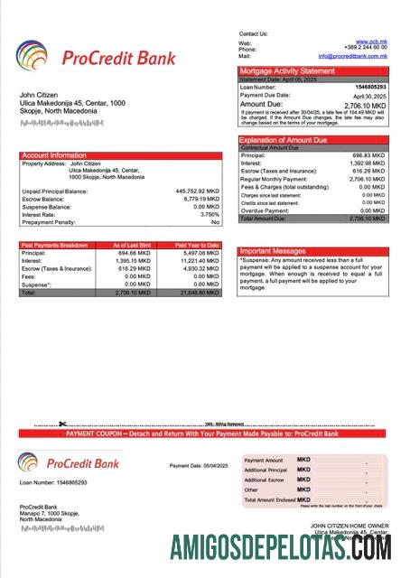 Berkualitas Makedonia Utara ProCredit bank Hipotik laporan Word and PDF templat