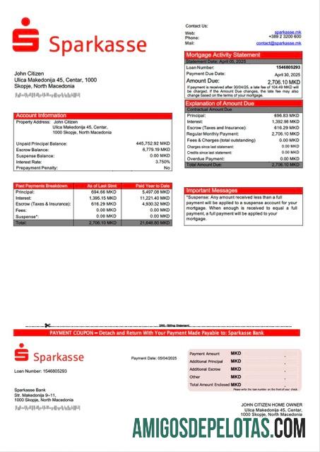 Profesional Makedonia Utara Sparkasse bank Hipotik laporan Word and PDF templat