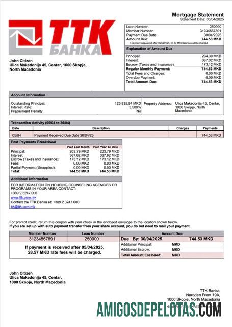 Dapat Diedit Makedonia Utara TTK Banka Hipotik laporan Word and PDF templat